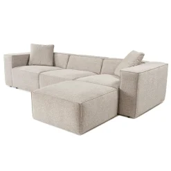 Canapé d'angle modulable taupe - tissu lin OSTUNI