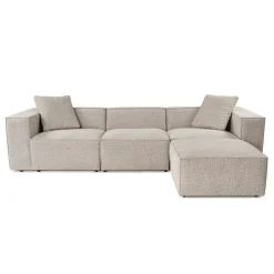 Canapé d'angle modulable taupe - tissu lin OSTUNI