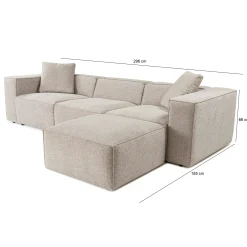 Canapé d'angle modulable taupe - tissu lin OSTUNI
