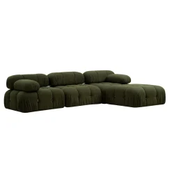 Canapé d'angle modulable vert - tissu bouclette RONDA