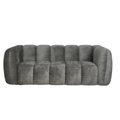 Canapé gris 3 places forme arrondie en tissu chenille IENA