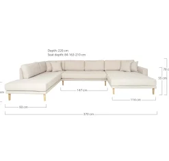 Canapé panoramique beige sable - côté droit, 370 cm ROTTERDAM