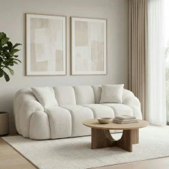 Canapé 2 places blanc écru design arrondi ONDA