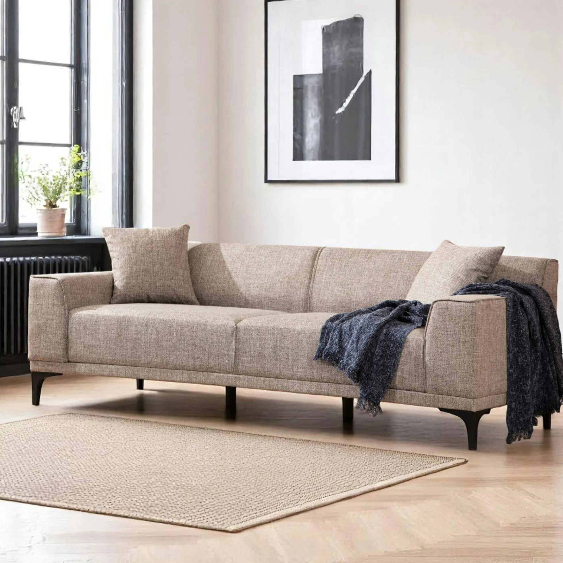 Canapé 3 places brun taupe - accoudoirs larges ORSAY