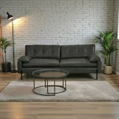 Canapé 3 places en cuir anthracite GLASGOW