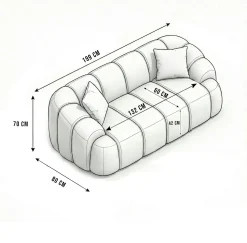 Canapé 2 places taupe design arrondi ONDA