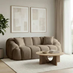Canapé 2 places taupe design arrondi ONDA