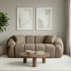 Canapé 2 places taupe design arrondi ONDA