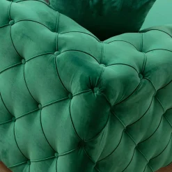Canapé 3 places vert en velours capitonné DOVER