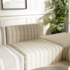 Canapé tissu beige et gris 6 éléments modulables SURATE
