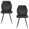 Chaise anthracite motif damier (lot de 2) LOMBARDIE