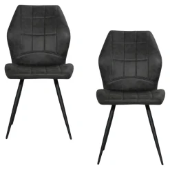 Chaise anthracite motif damier (lot de 2) LOMBARDIE