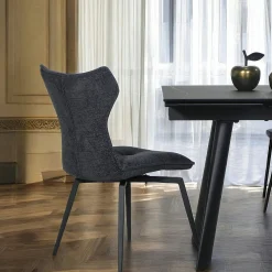 Chaise anthracite pivotante en velours avec passepoil (lot de 2) LOMBARDIE