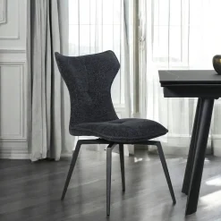 Chaise anthracite pivotante en velours avec passepoil (lot de 2) LOMBARDIE