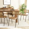 Chaise assise cuir havane dossier rotin (lot de 2) TIM