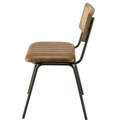 Chaise assise cuir havane dossier rotin (lot de 2) TIM