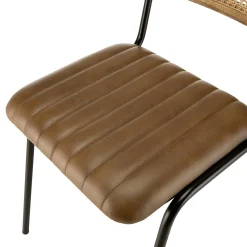 Chaise assise cuir havane dossier rotin (lot de 2) TIM
