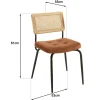 Chaise assise velours orange capitonné dossier cannage (lot de 2) TIM
