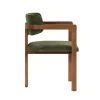 Chaise avec accoudoirs bois et tissu vert MARFA