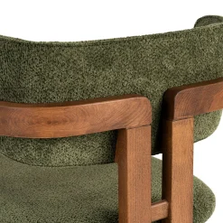 Chaise avec accoudoirs bois et tissu vert MARFA