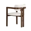 Chaise avec accoudoirs design bois foncé et tissu blanc MARFA
