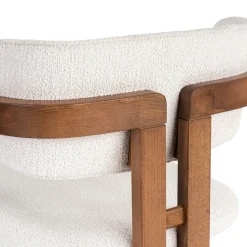Chaise avec accoudoirs design bois et tissu blanc MARFA