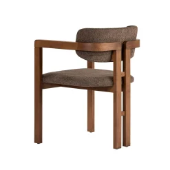 Chaise avec accoudoirs en bois et tissu marron MARFA