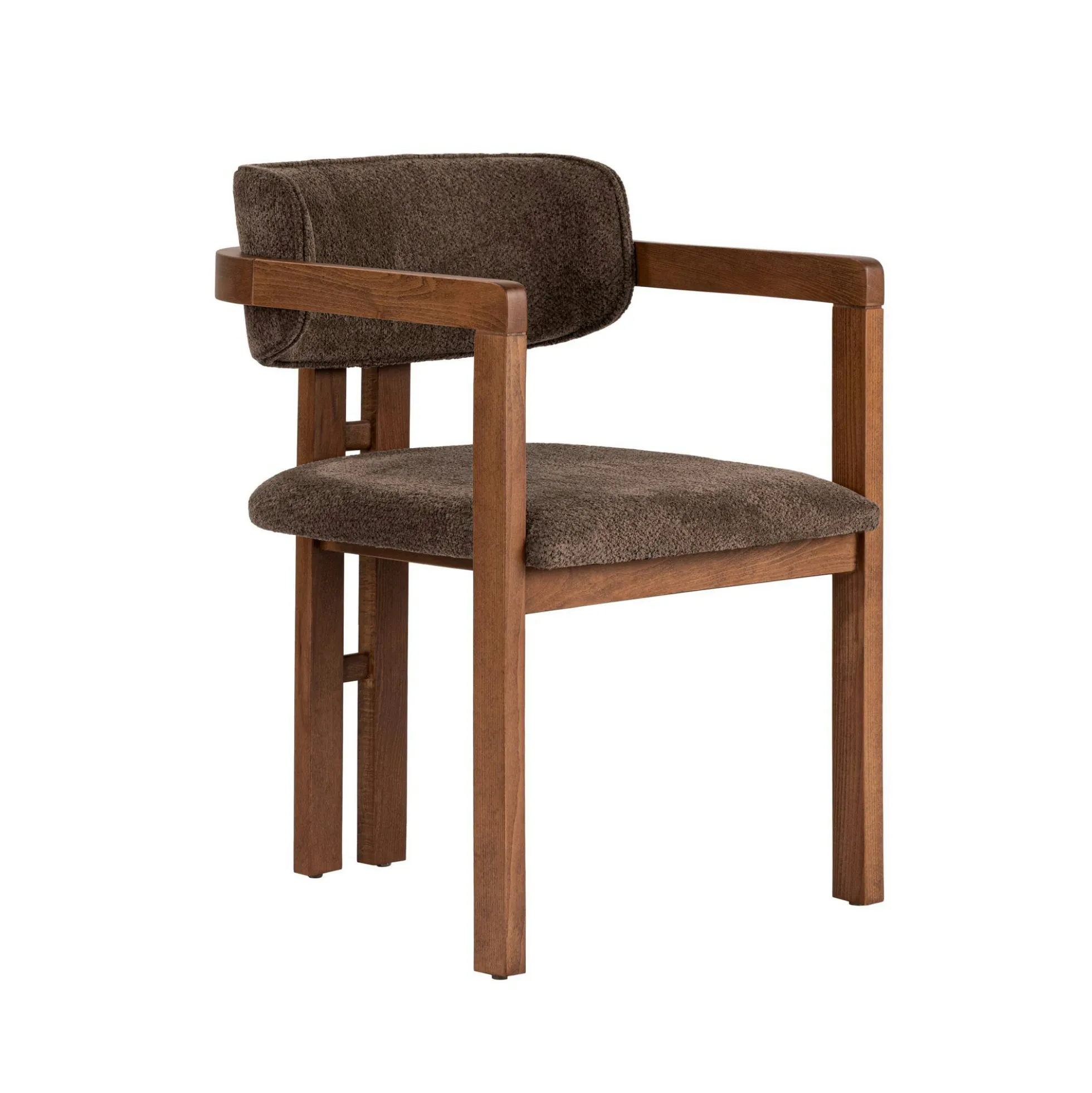 Chaise avec accoudoirs en bois et tissu marron MARFA