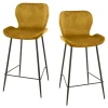 Chaise bar en velours doré MELBOURNE (lot de 2)