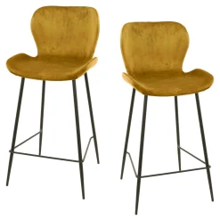 Chaise bar en velours doré MELBOURNE (lot de 2)