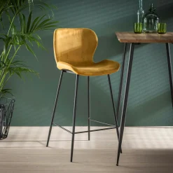Chaise bar en velours doré MELBOURNE (lot de 2)