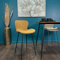 Chaise bar en velours doré MELBOURNE (lot de 2)