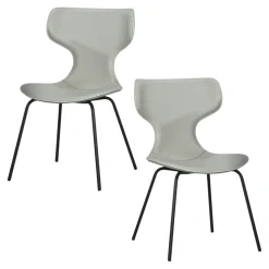 Chaise beige avec dossier en T, revêtement nettoyable (lot de 2) LOMBARDIE