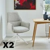 Chaise beige chiné pivotante à accoudoirs (lot de 2) CORTINA