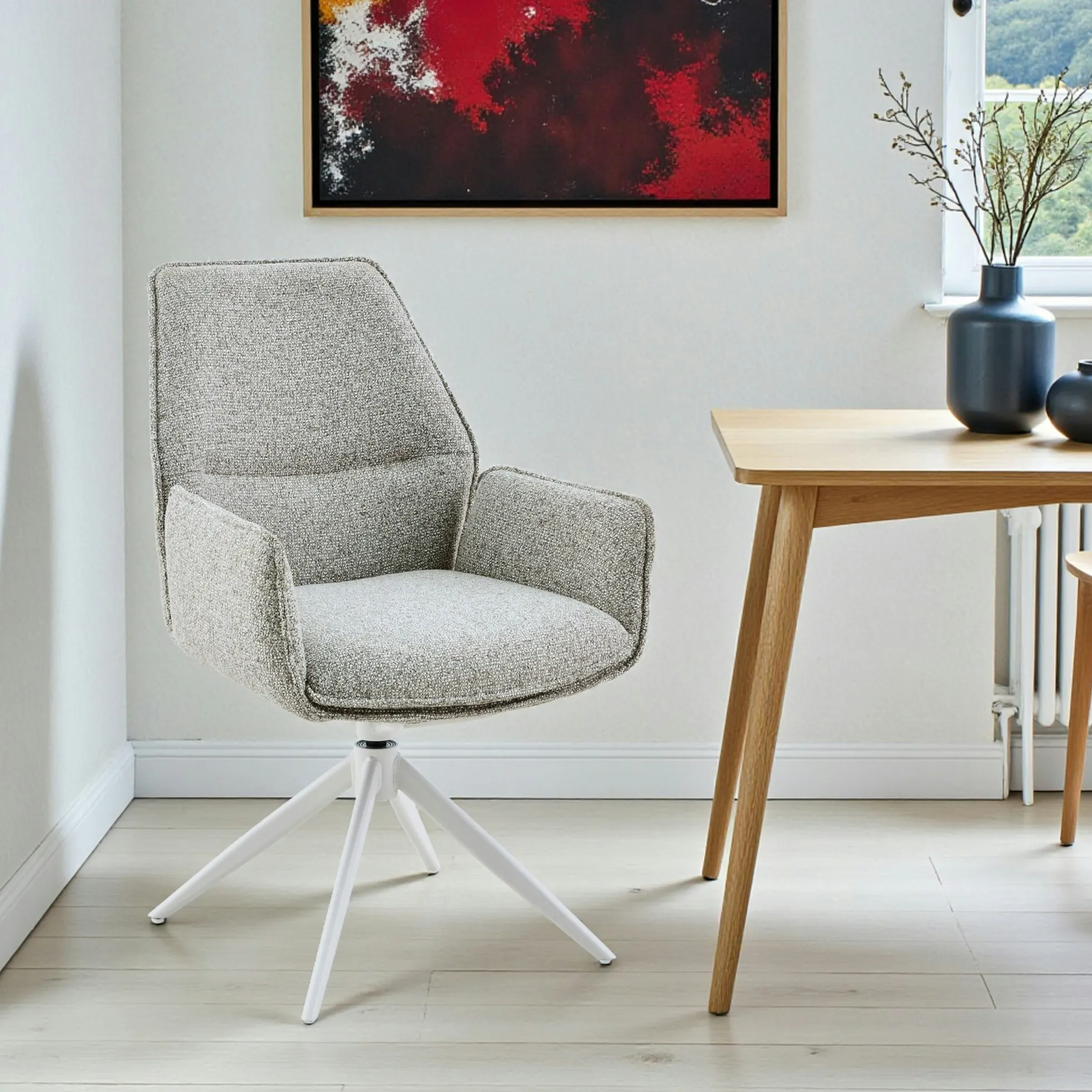 Chaise beige chiné pivotante à accoudoirs (lot de 2) CORTINA