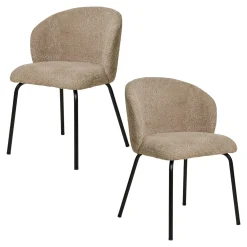 Chaise beige en bouclette avec dossier rond (lot de 2) MONTREUX