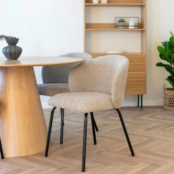 Chaise beige en bouclette avec dossier rond (lot de 2) MONTREUX