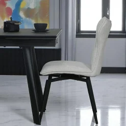 Chaise beige pivotante en velours avec passepoil (lot de 2) LOMBARDIE