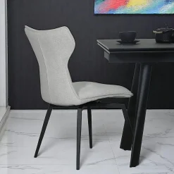 Chaise beige pivotante en velours avec passepoil (lot de 2) LOMBARDIE