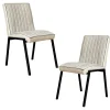 Chaise beige rembourrée à bandes (lot de 2) CORTINA