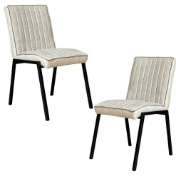 Chaise beige rembourrée à bandes (lot de 2) CORTINA
