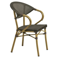 Chaise bistrot en textilène brun et bambou (lot de 2)
