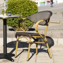 Chaise bistrot en textilène brun et bambou (lot de 2)