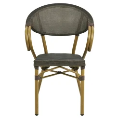 Chaise bistrot en textilène brun et bambou (lot de 2)