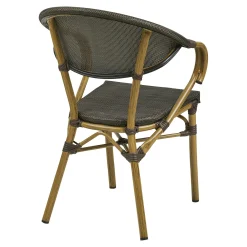 Chaise bistrot en textilène brun et bambou (lot de 2)