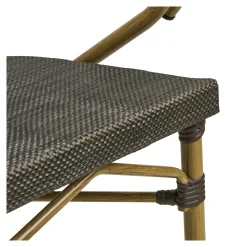 Chaise bistrot en textilène brun et bambou (lot de 2)