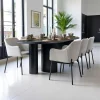 Chaise blanche moderne en tissu bouclette avec accoudoirs (lot de 2) SAVONE