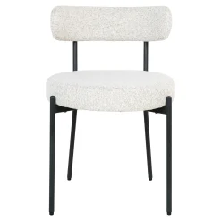 Chaise blanche ronde en tissu bouclette (lot de 2) SAVONE