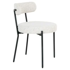 Chaise blanche ronde en tissu bouclette (lot de 2) SAVONE