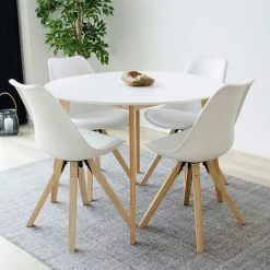 Chaise blanche scandinave pieds bois (lot de 2) LOTA